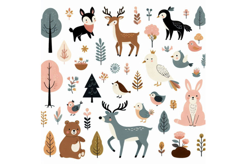 cute-woodland-forest-animal-vector-illustration-set