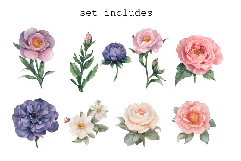 flower-watercolor-clipart-set