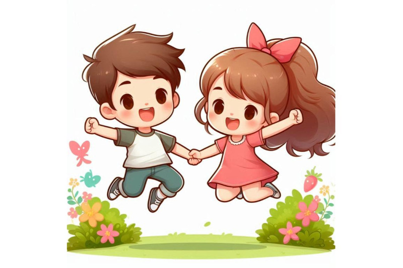 happy-cute-kids-boy-and-girl-jump