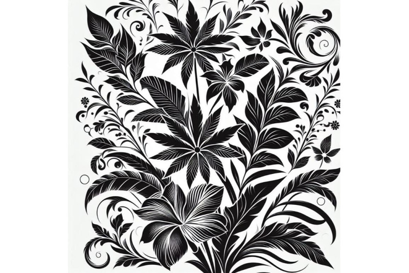 tropical-leaves-and-flowers-on-ornamental-background-floral-d