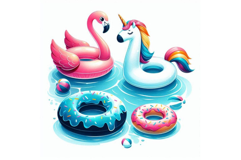 water-color-flamingo-unicorn-pool-float-ring-donut-lilo-floating-i