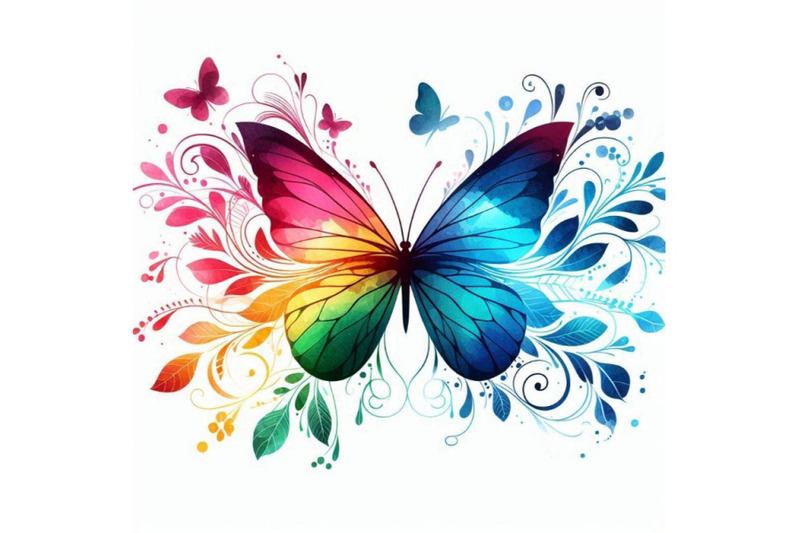 watercolor-butterfly-background-in-rainbow-colors