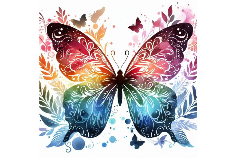 watercolor-butterfly-background-in-rainbow-colors