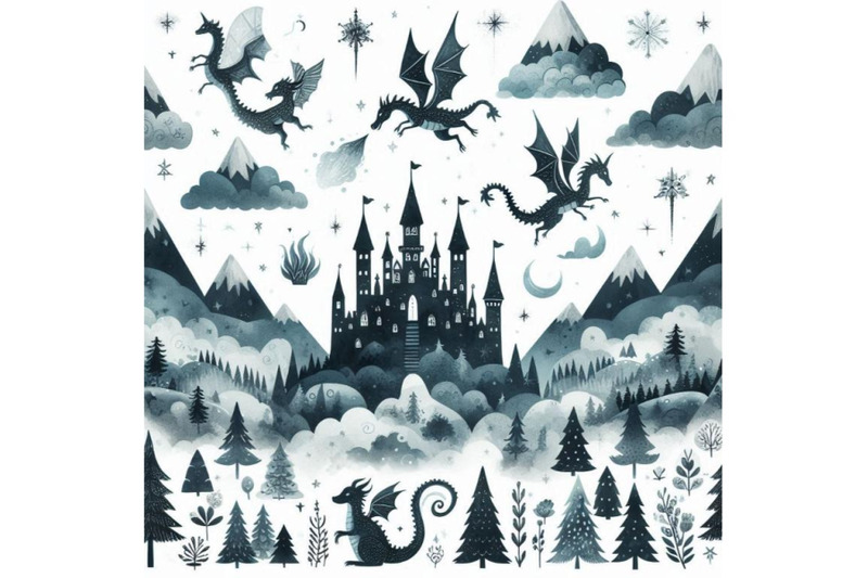 watercolor-fairy-tale-seamless-pattern-with-cute-dragon-magic