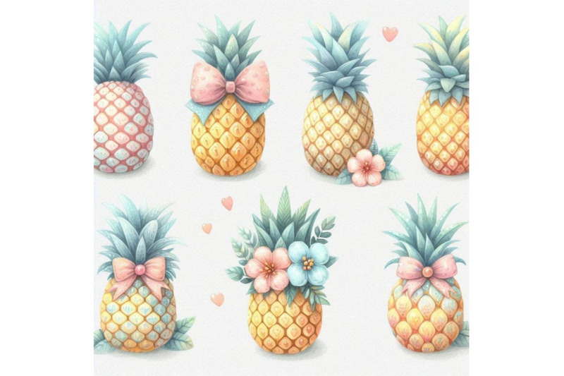 watercolor-pineapple-set