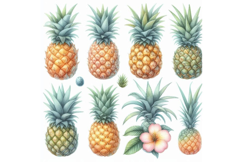 watercolor-pineapple-set