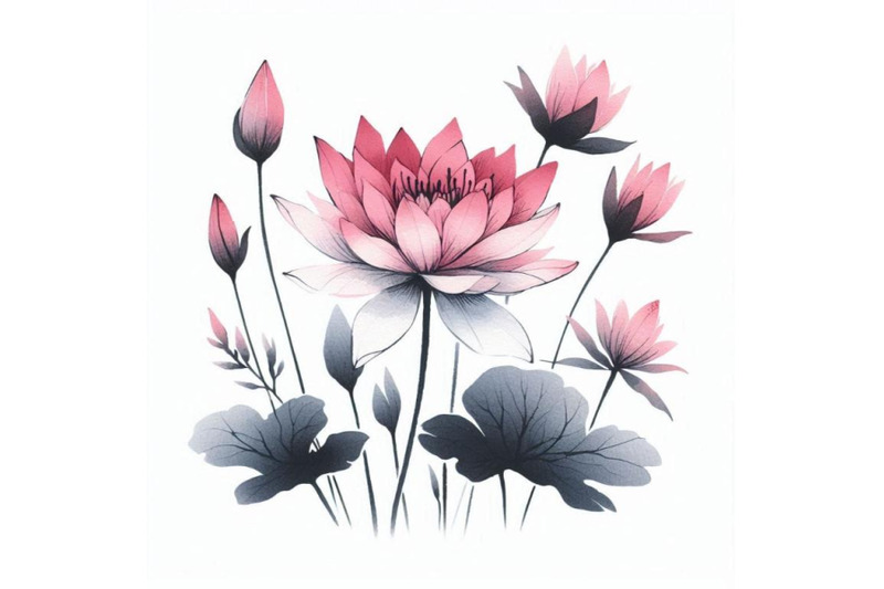 watercolor-pink-water-lily-flower