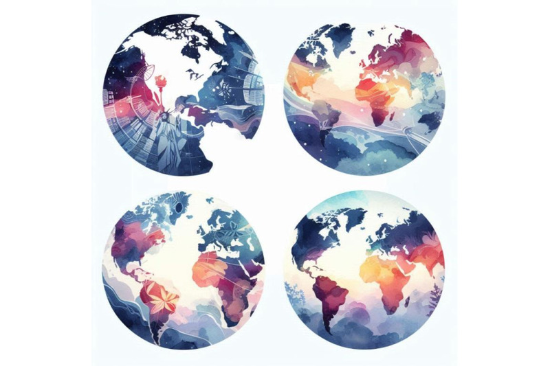 watercolor-planet-earth-views-americas-europe-and-asia-views