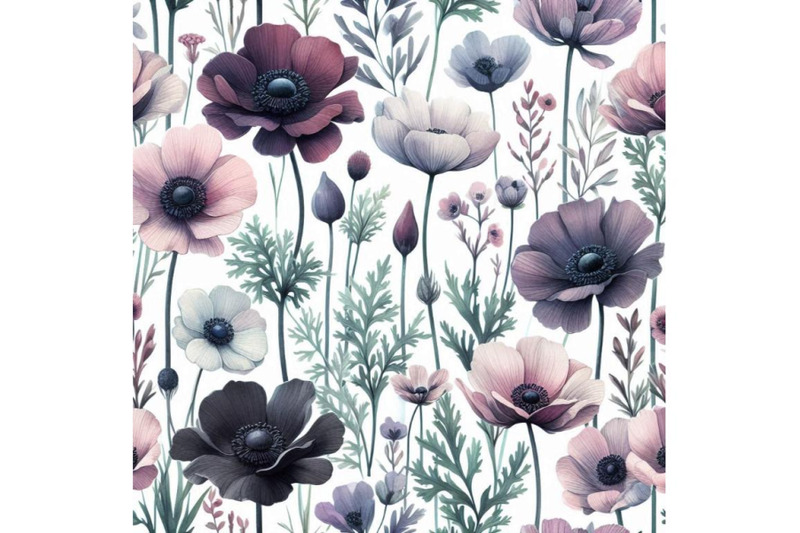 watercolor-seamless-pattern-with-anemone-and-herbs