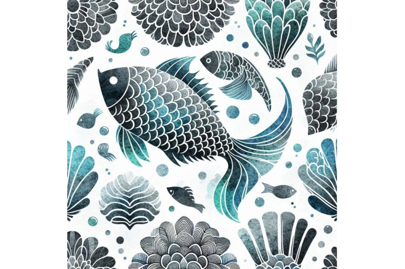 watercolor-textured-fish-scale-seamless-pattern