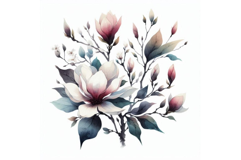 watercolor-with-magnolia-flower