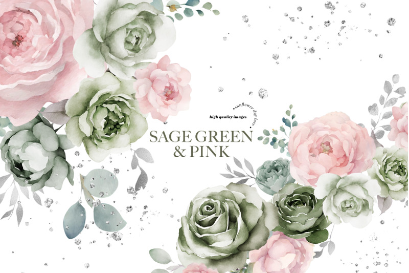 sage-green-amp-pink-flowers-bouquets-clipart