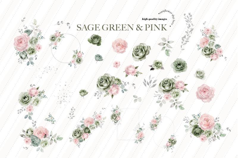 sage-green-amp-pink-flowers-bouquets-clipart