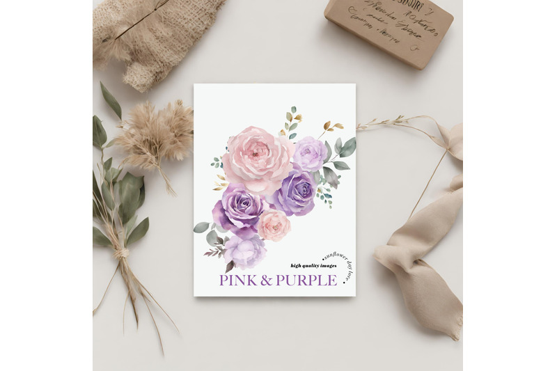 elegant-purple-amp-pink-flowers-clipart-gold-geometric-frames