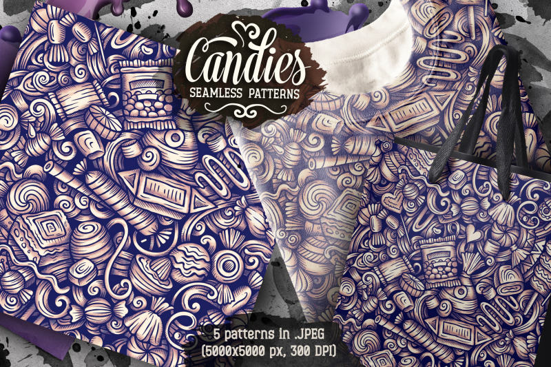 set-of-5-graphics-candies-seamless-patterns