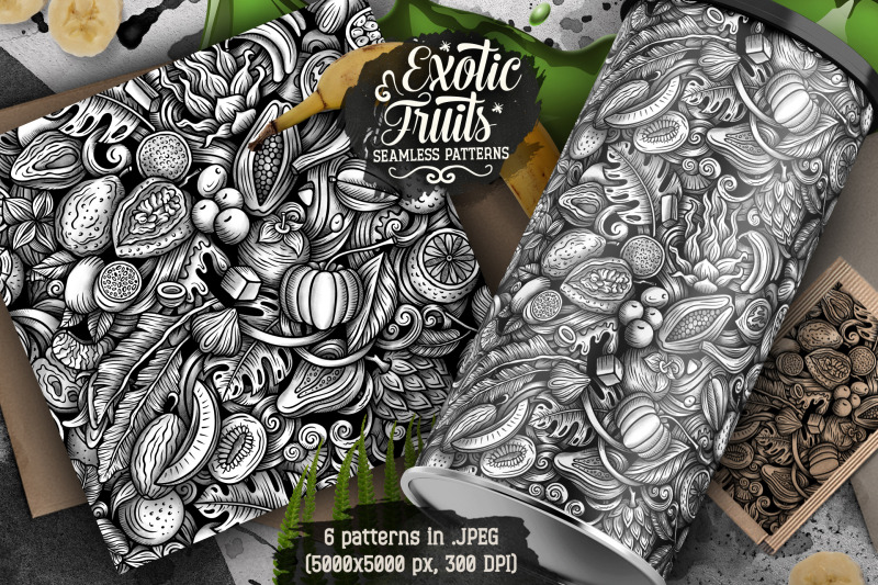 set-of-6-graphics-exotic-fruits-seamless-patterns