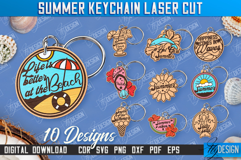 summer-keychain-bundle-keychain-inscription-engraved-keychain-cnc