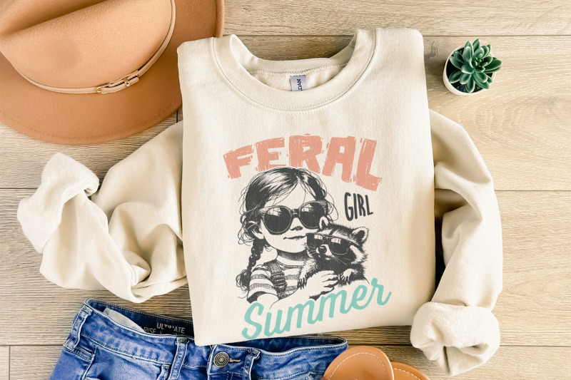 feral-girl-summer-png-funny-raccoon-design-summer-shirt-design-retro-summer-png-beach-shirt-design-trendy-png-funny-summer-png