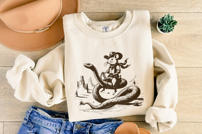 mouse-cowboy-riding-snake-png-whimsical-western-art-cute-animal-illustration-funny-rodeo-mouse-snake-rider-western-adventure