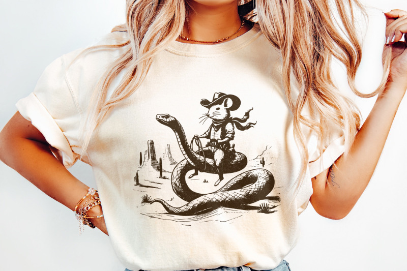 mouse-cowboy-riding-snake-png-whimsical-western-art-cute-animal-illustration-funny-rodeo-mouse-snake-rider-western-adventure