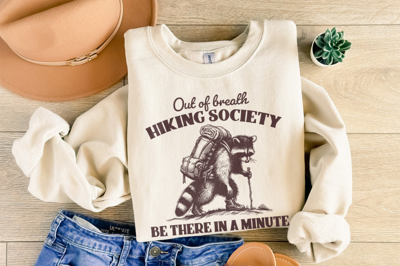 out-of-breath-hiking-society-png-sarcastic-raccoon-sayings-vintage-animal-png-funny-hiking-png-hiking-lover-png-adventure-sublimation