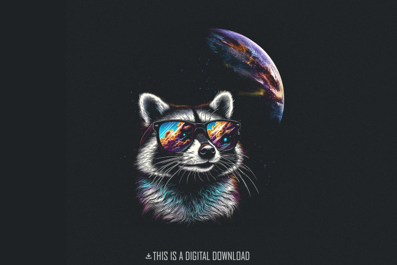 cosmic-raccoon-png-space-sunglasses-art-neon-animal-illustration-cool-raccoon-with-glasses-galaxy-reflection-digital-download