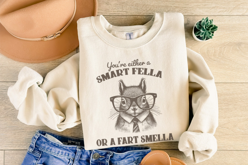 smart-fella-or-fart-smella-png-squirrel-t-shirt-design-funny-squirrel-clip-art-weird-meme-t-shirt-animal-joke-digital-download