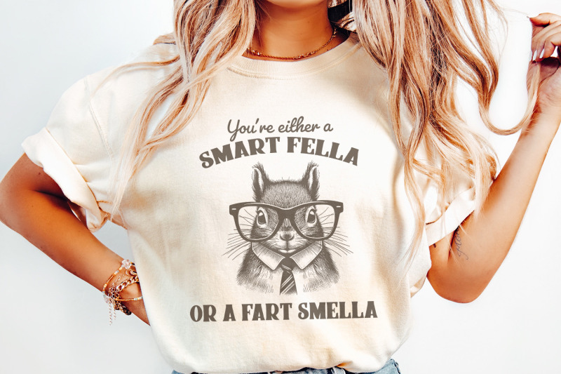 smart-fella-or-fart-smella-png-squirrel-t-shirt-design-funny-squirrel-clip-art-weird-meme-t-shirt-animal-joke-digital-download