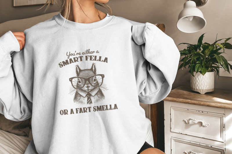 smart-fella-or-fart-smella-png-squirrel-t-shirt-design-funny-squirrel-clip-art-weird-meme-t-shirt-animal-joke-digital-download