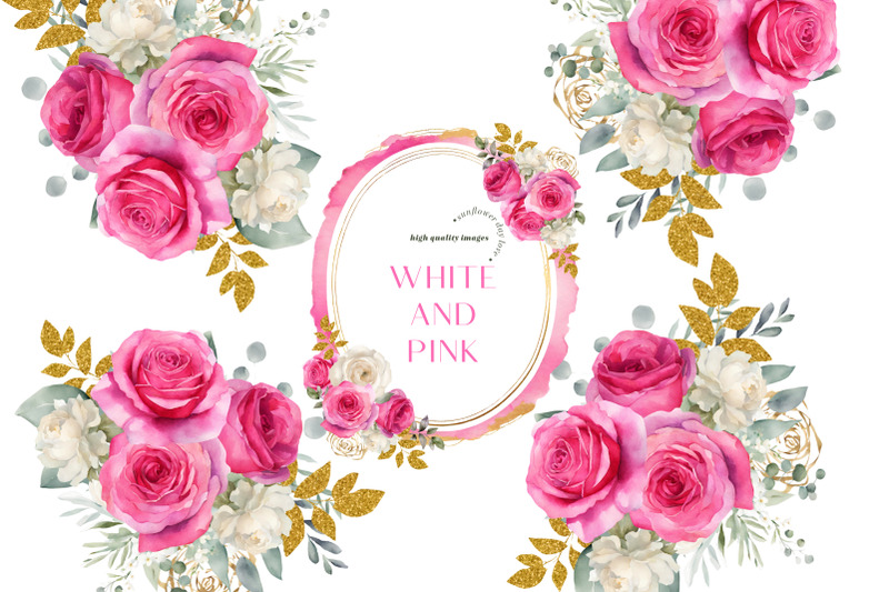 elegant-pink-roses-flowers-bouquets-clipart-pink-amp-white-floral