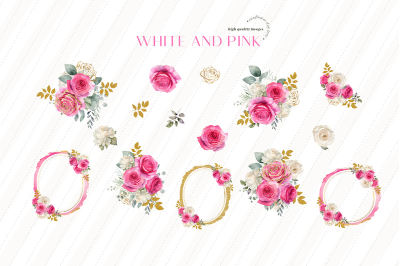 elegant-pink-roses-flowers-bouquets-clipart-pink-amp-white-floral