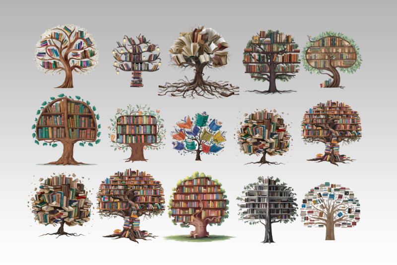 tree-book-shelf-clipart-pack