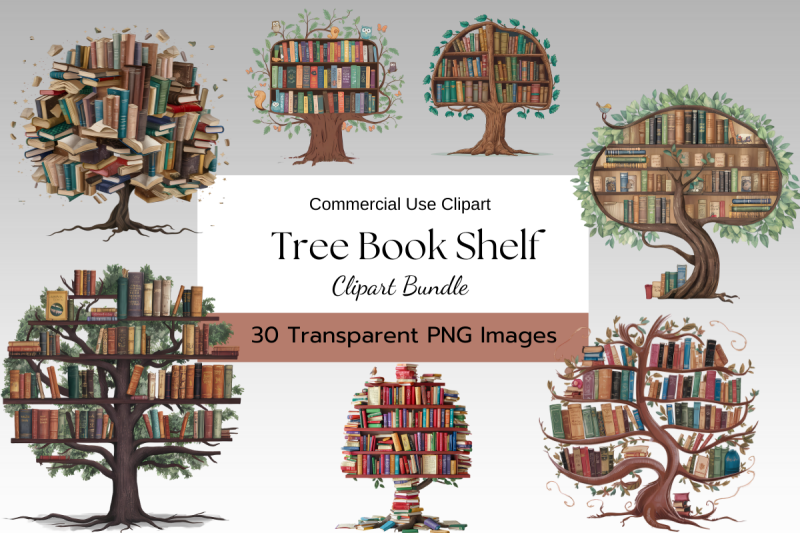 tree-book-shelf-clipart-pack