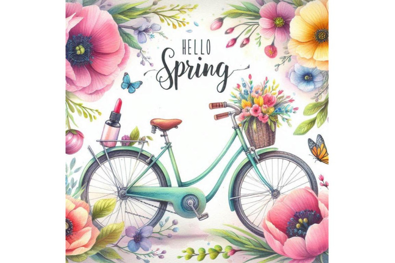 bicycle-watercolor-bicycle-and-flower-background-hello-spring-wa