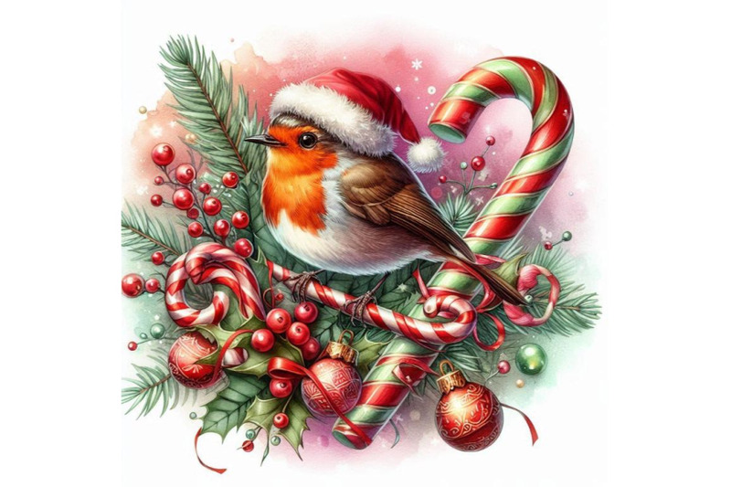 bird-robin-illustration-bird-robin-and-christmas-candy-watercolor-ba