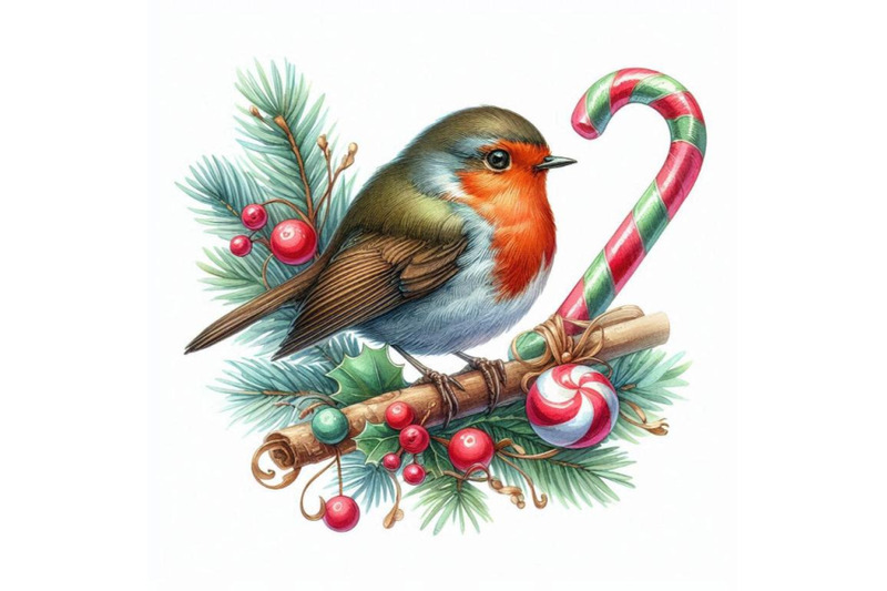 bird-robin-illustration-bird-robin-and-christmas-candy-watercolor-ba