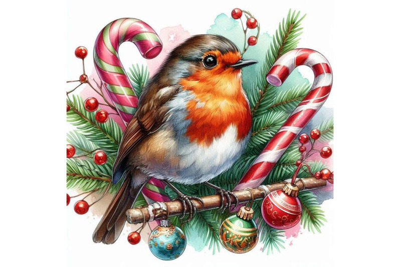 bird-robin-illustration-bird-robin-and-christmas-candy-watercolor-ba