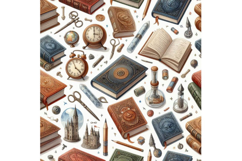 book-seamless-pattern-with-books-book-watercolor-illustration