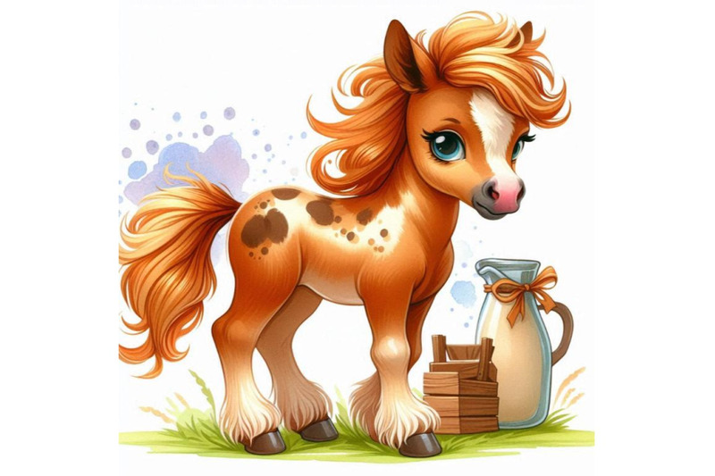 cartoon-horse-farm-animal-illustration-cute-watercolor-foal-cartoo