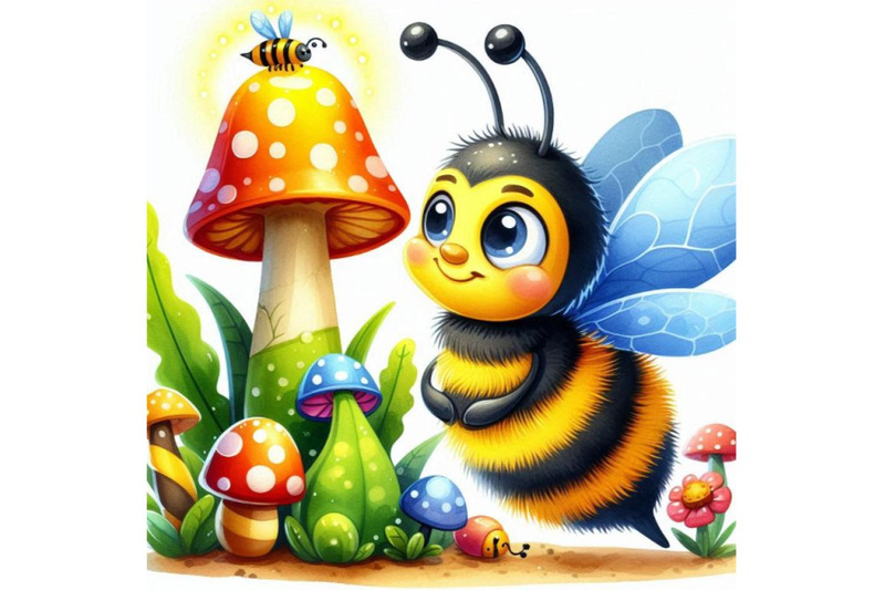 cartoon-insect-bee-watercolor-illustration