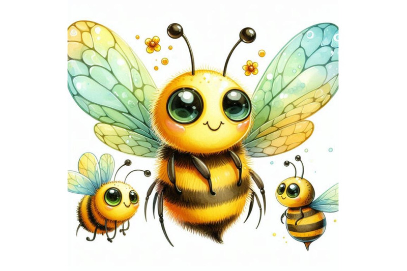 cartoon-insect-bee-watercolor-illustration