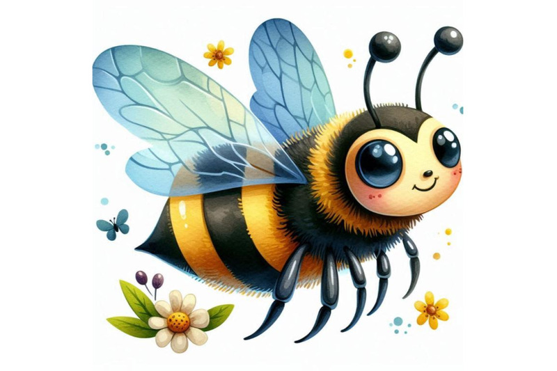 cartoon-insect-bee-watercolor-illustration