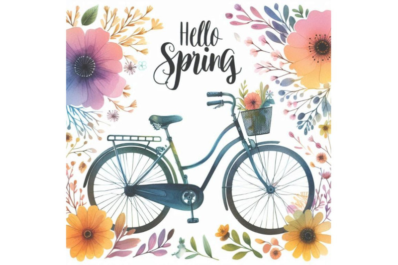 bicycle-watercolor-bicycle-and-flower-background-hell