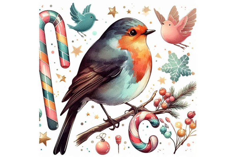 bird-robin-illustration-bird-robin-and-christmas-candy-w