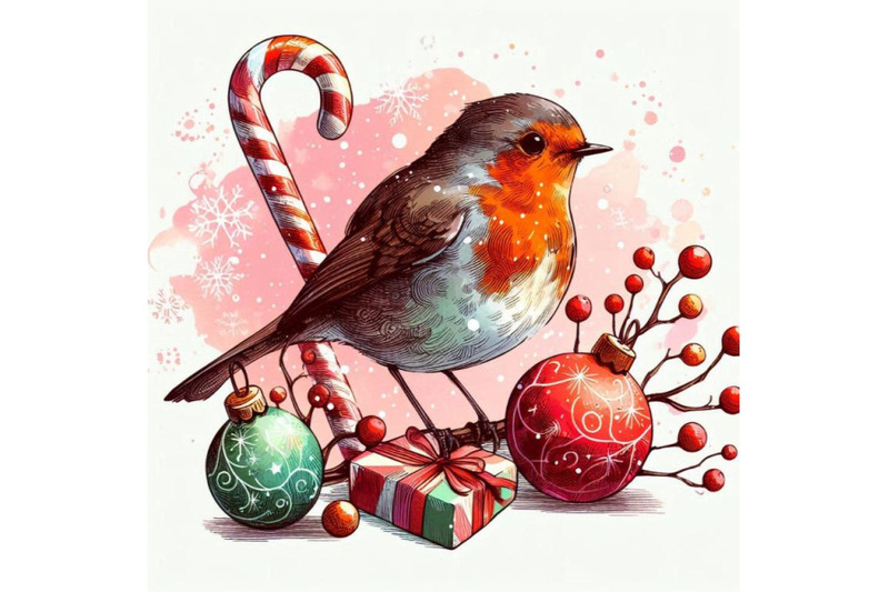 bird-robin-illustration-bird-robin-and-christmas-candy-w