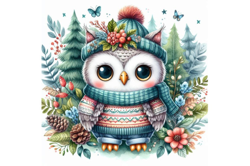 ccute-owl-t-shirt-graphics-watercolor-forest-owl-illustration