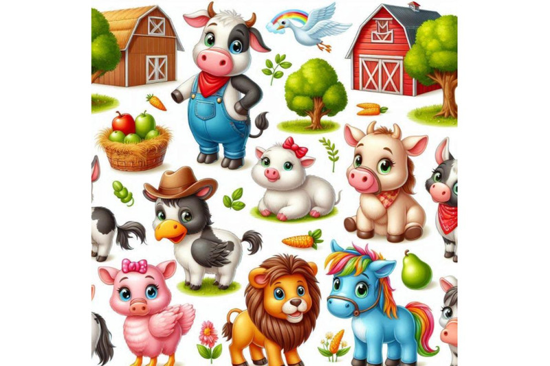 cartoon-farm-animals-seamless-pattern