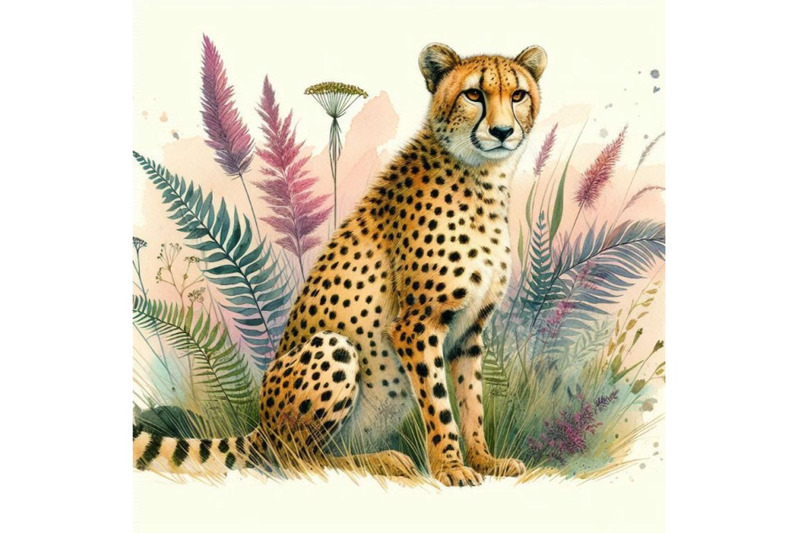 cheetah-hand-drawn-watercolor-illustration