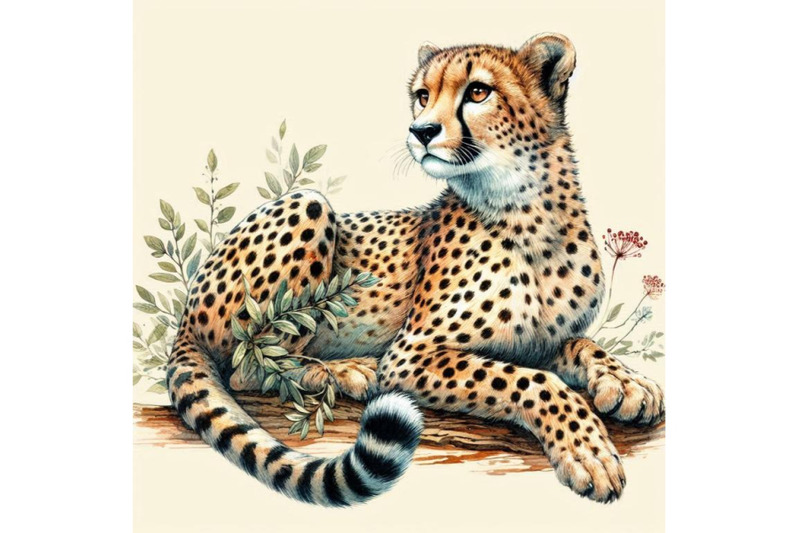 cheetah-hand-drawn-watercolor-illustration