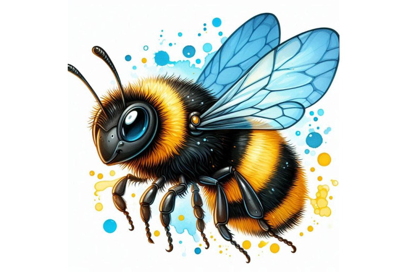 cartoon-insect-bumblebee-watercolor-illustration